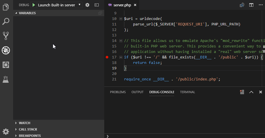 Debugging with PHP Tools for VS Code